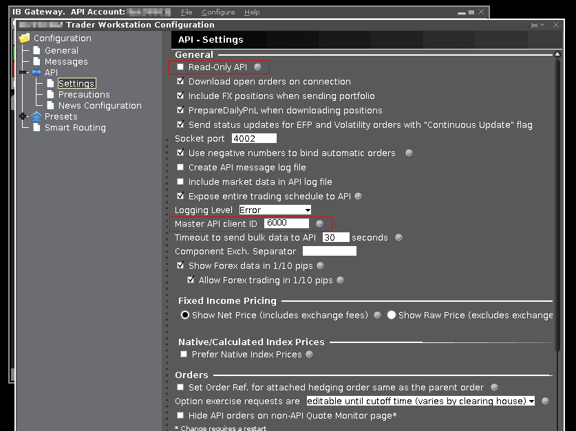 IB Gateway settings